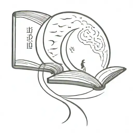 Moon With Book Open In Front