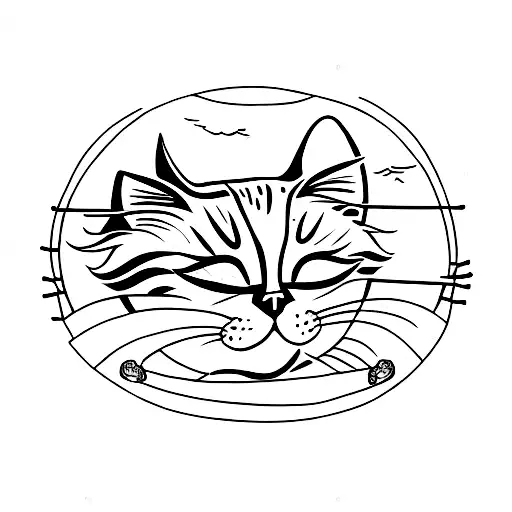 Cat Sleeping In A Cradle