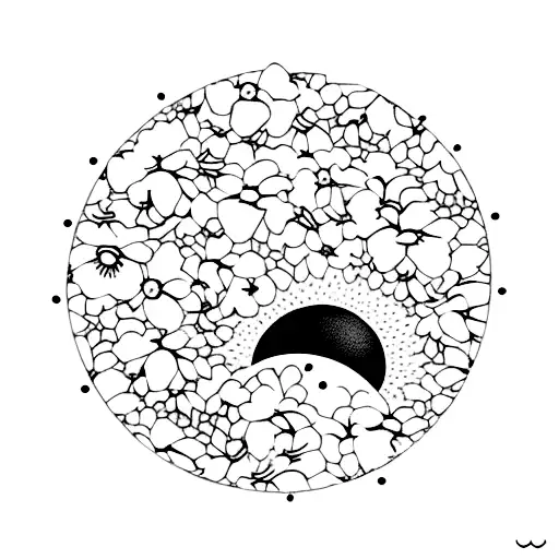 Half Moon Made Of Cherry Blossoms