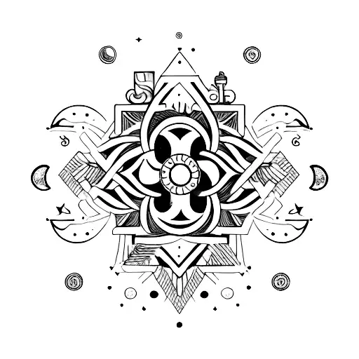 Cosmetic Products Arranged In A Celestial Pattern With The Moon As The Centerpiece