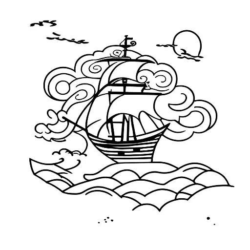 Pirate Ship With Blossoms On It