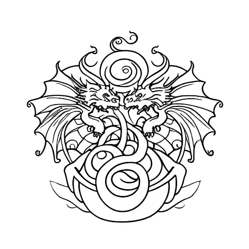 Dragon And Scorpio With Lotus Flower
