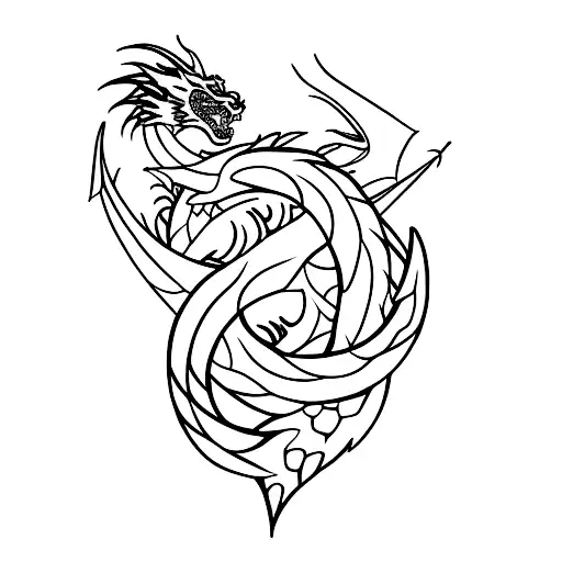 Dragon Minimalista Proteguiendo Un Corazon Con Espinas