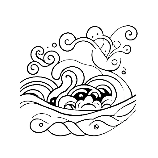 A Minimalist Tattoo Of An Ocean Wave Incorporating Elements From Universal Orlando And Disney World