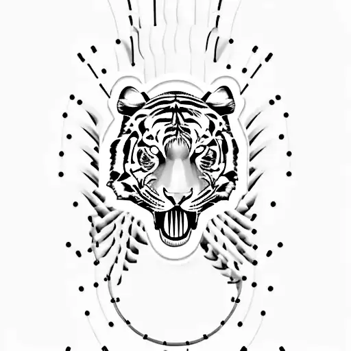 A Minimalist Tattoo Of Tiger Woods Swinging A Golf Club With Electricity Flowing Through The Club