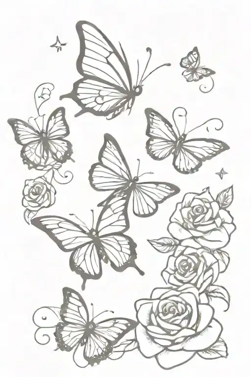 Butterflies With Money And Roses