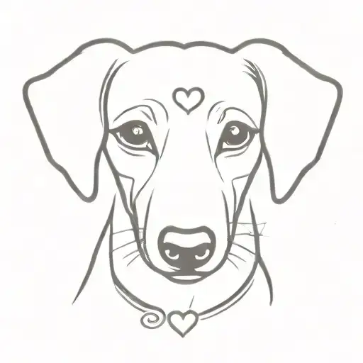 Minimal Tattoo Of Dashchund Dog Face With Heart
