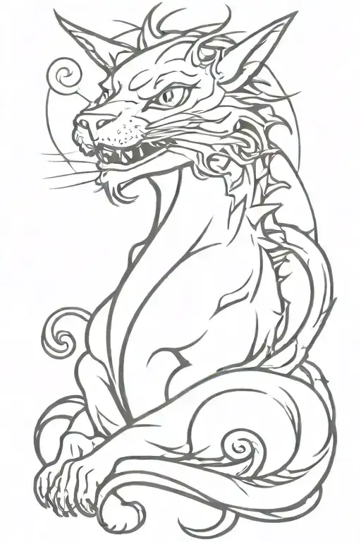 Cat Dragon Sun Evil Smile