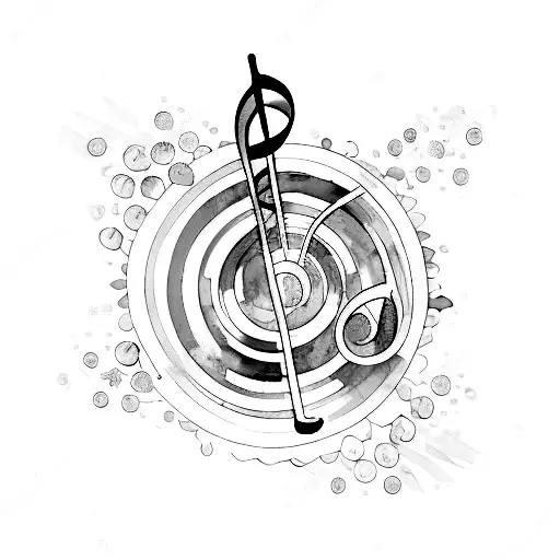 Music Staff With Water Color Background