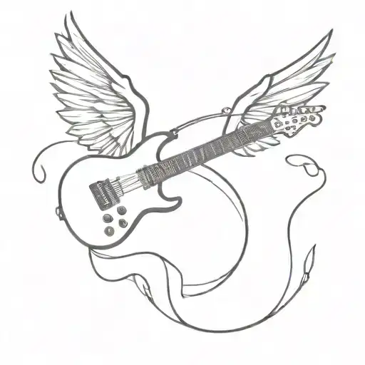 Electric Guitar Rose Angel Wings