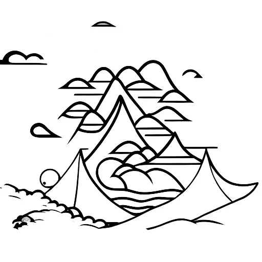 Tent On The Hill With Sea In The Background