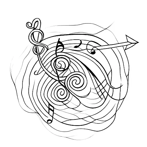 A Minimalist Tattoo Of A Music Note Intertwined With A Plant Stem