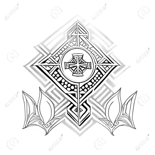 Christian Cross With Tribal Pattern
