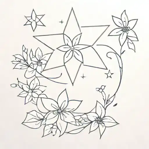 Flowers And Star As On