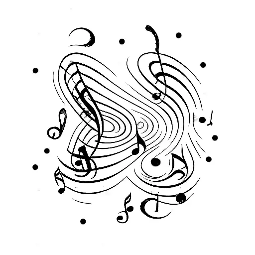 A Minimalist Tattoo Of A Music Note Made Of Glitter Floating In The Sky