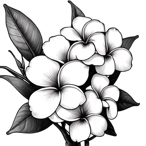 Tattoo Of Two Parent Plumeria With Two Smaller Baby Plumeria