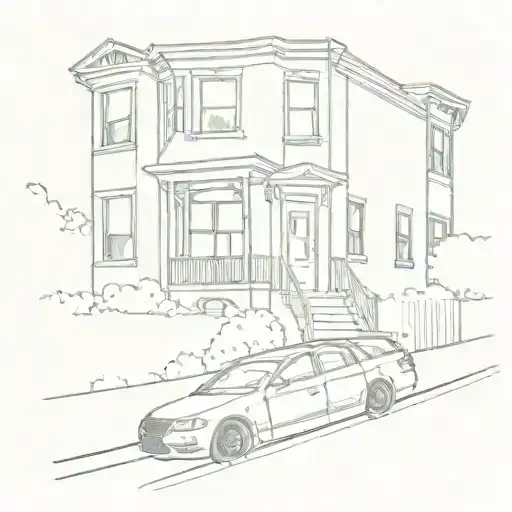 Cartoon Sketch Of 25 Belmont Place Staten Island 10301 With 4 Cars Parked In The Driveway
