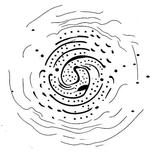 A Minimalist Tattoo Of A Black Hole With A Grunge Music Inspired Background