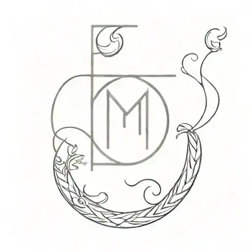 Letter M And Gemini Symbol And Crescent Moon