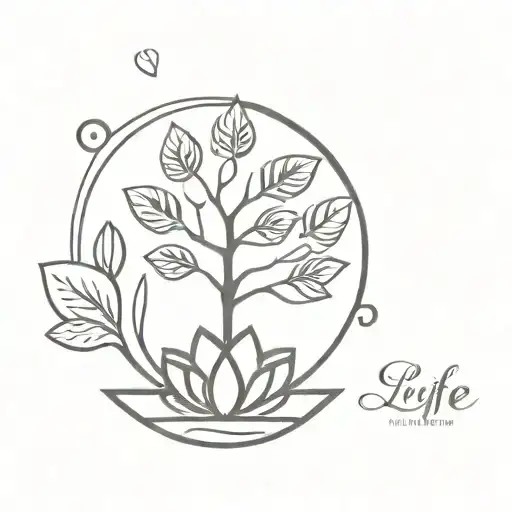 Tree Of Life And Unalome Symbol With Lotus