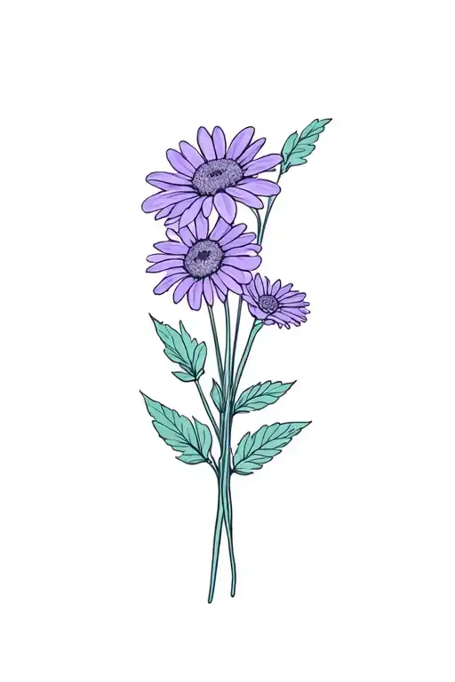 Violet Flower And Daisy Flower Bouquet