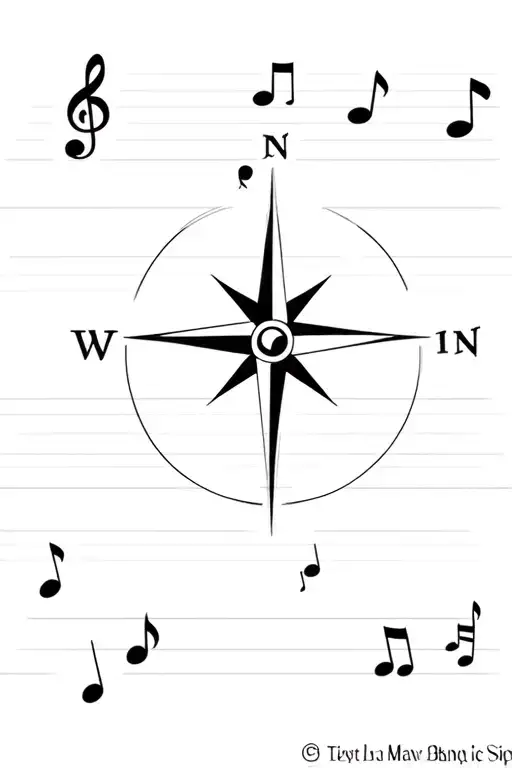 Compass Sign On Musical Notes