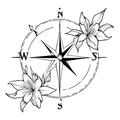 Taurus Stars With Compass And Lily Flowers