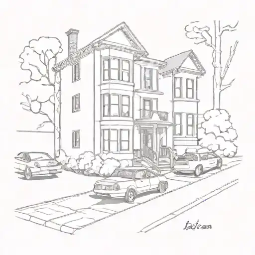 Cartoon Sketch Of 25 Belmont Place Staten Island Ny 10301 With 4 Cars Parked In The Driveway