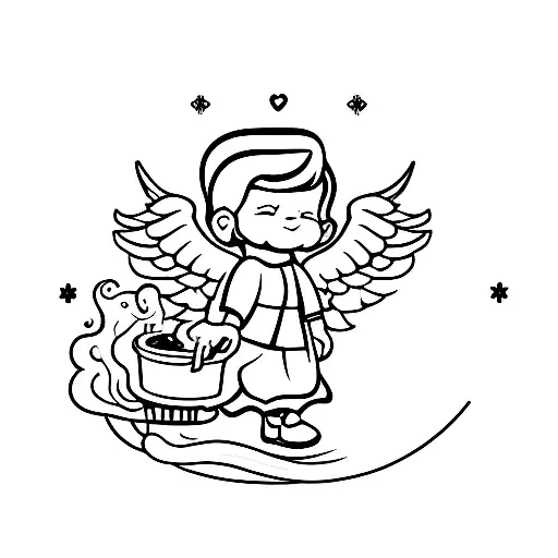 Baby Angel Holding Beer Bottle