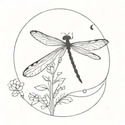 Dragonfly With Moon