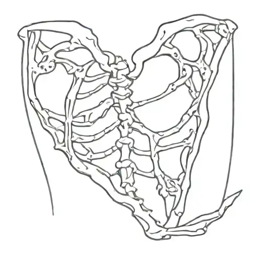 Skeleton Bones Heart Shape Outline