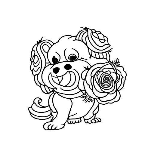 Shitzu Dog With Roses