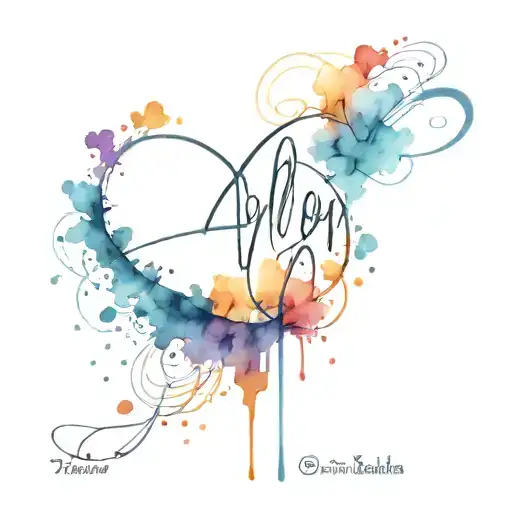 A Watercolor Splash Tattoo With The Names Tony And Isabella Subtly Blended Into The Colors