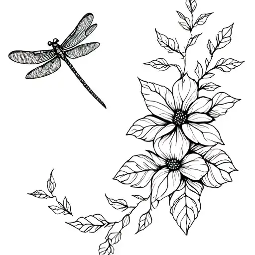 Vine Wrapping Leaves Flowers Dragonflies Flying