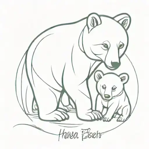 Mamma Bear With Cub Intertwined With The Words Javier Maximiliano