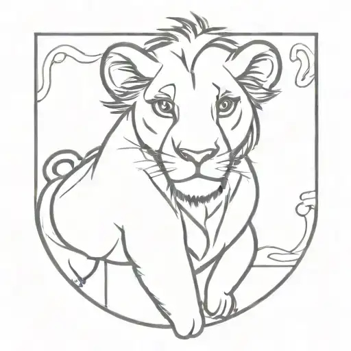 Lion King Young Simba Fine Line Elegant Tattoo Design