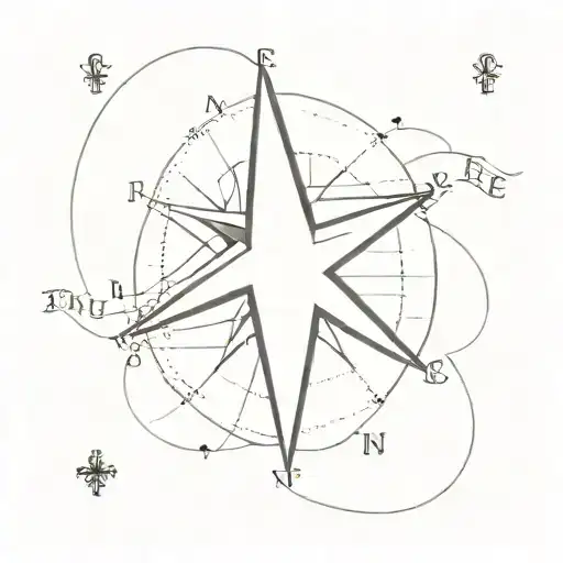 A Minimalist Compass Rose Tattoo With Coordinates Pointing To A Favorite Beach In Brittany