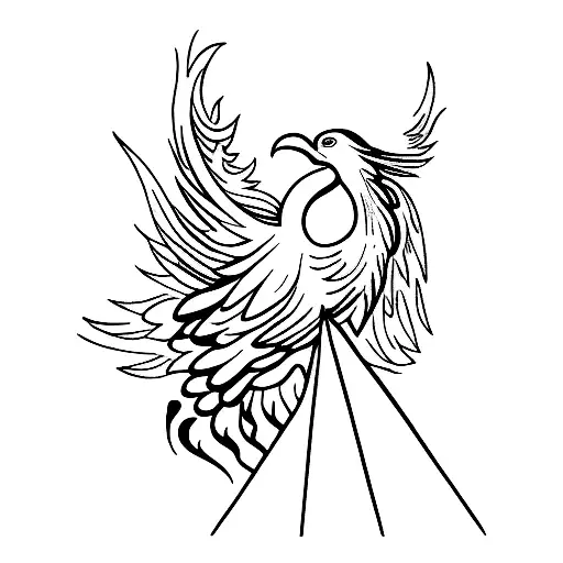 Phoenix Rising Out Of Ashes With A Female Silhouette