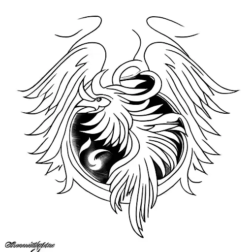 A Minimalist Phoenix With A Semicolon Incorporated Into It