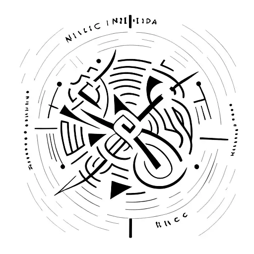 Nordic Runes In Straight Line