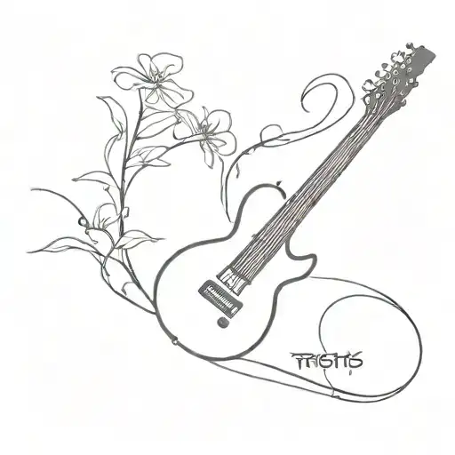 Tattoo With Guitar And Band Name Tristis