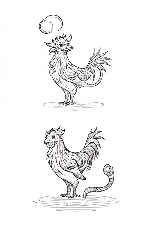 Water Monkey And Metal Dragon And Wood Rooster And Earth Tiger Chibi