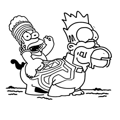 Homer Simpson Riding A Pig Like A Horse