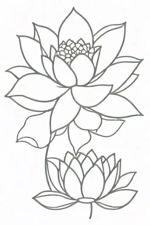 One Line Drawing Lotus Flower