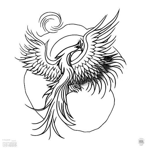 Phoenix Rising With Female In Ashes