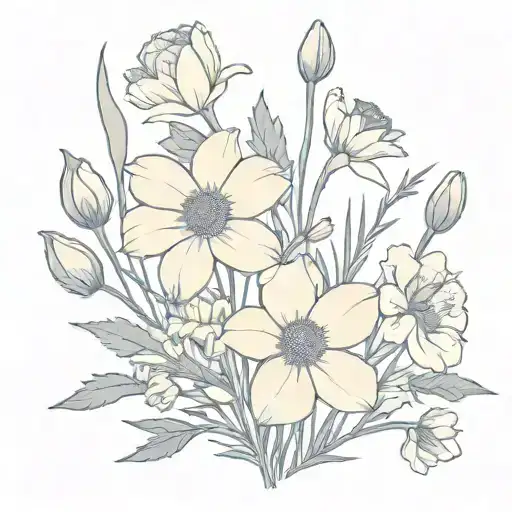 Violet Daisy Poppy Cosmo Narcissus Bouquet