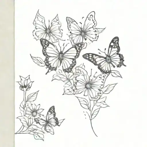 4 Butterflies With Sunflower Intertwined Forearm
