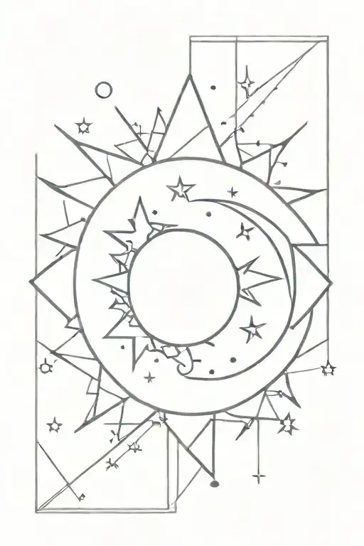 Sun And Moon Star Filled Sky