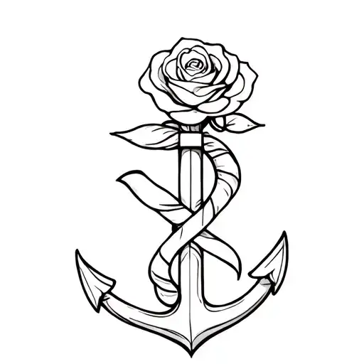 Ribbon With Rose Above And Incorporate Anchors