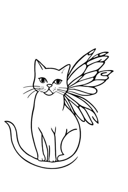 Cat With Fairy Wings Flying